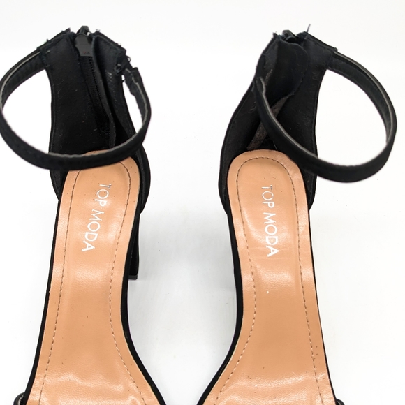 TOP Moda Hannah Heels Black With Ankle Straps Women's Size 7 - Picture 3 of 8